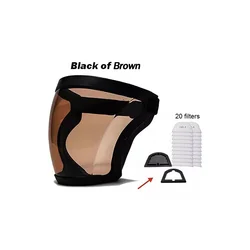 Transparent Full Face Protective Safety Mask - Dust, Fog & Oil Splash Resistant, Reusable for Home & Work Environments (Black and brown)