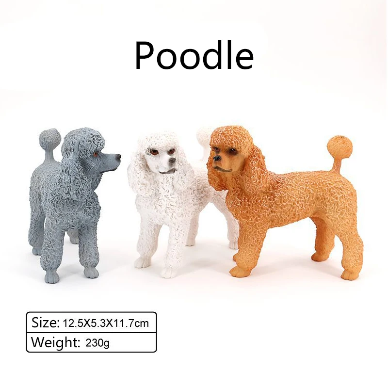 

New Simulation Poodle Dog Animal Resin Action Figures Home Desktop Decoration Children Birthday Christmas Gift Doll Kids Toys