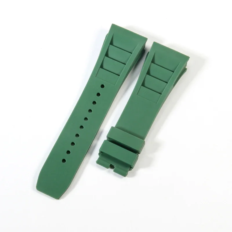 For Richard Mille Rubber Fold Buckle Watchbands RM-11 25mm Convex Interface Soft Multi-Color Breathable Silicone Watch Strap