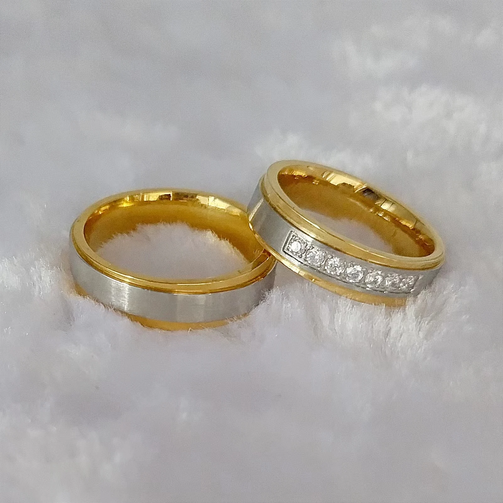 

Couples Jewelry Set for Wedding African 18k Gold Plated Love Alliance Proposal Titanium Stainless Steel Rings Men Women Prsteny