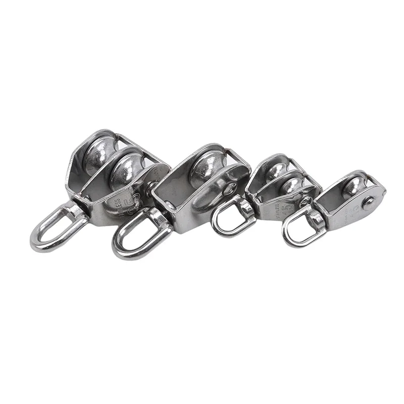 1pcs Stainless Steel Pulley M15/M25 Single Wheel Swivel Lifting Rope Pulley Set Bearing Lifting Wheel Tools Manual Rope Lift 2