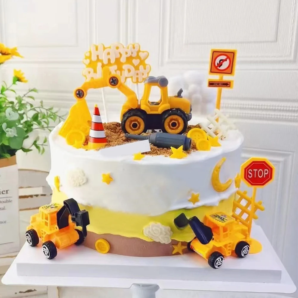 1pc Bouw 3e/1e/2e/4e Verjaardagstaart Topper Voor Jongen Meisje Vrachtwagen  Graafmachine Vorkheftruck Dump Bulldozer * Engineering Thematisch * Jaar ..., image size:1000x1000