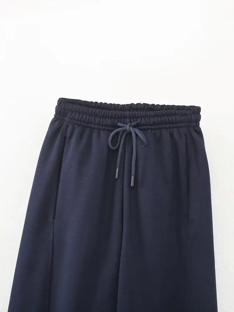 Withered American Retro Street Harem Casual Pants New Fashion Trousers Navy Blue Loose Sweatpants Women