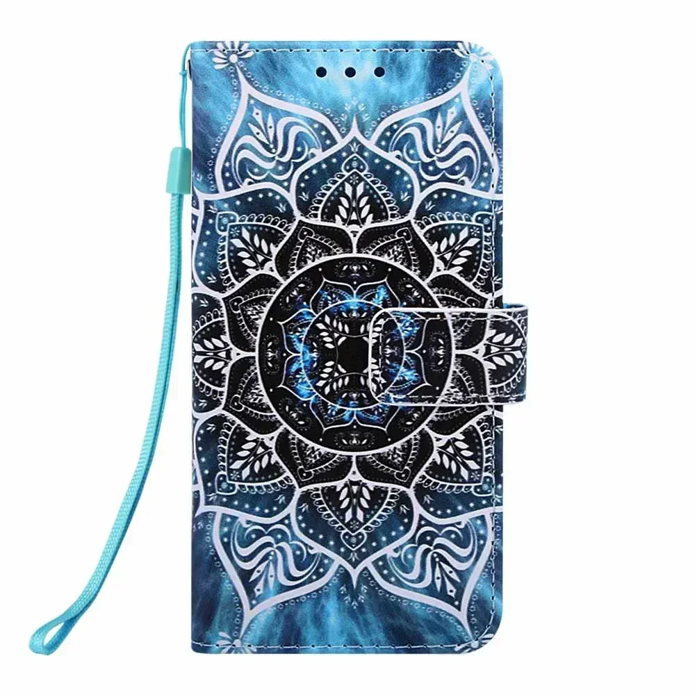 Charming Painted Pattern Wallet Case with Flip Stand and Leather Card Holder Cover
