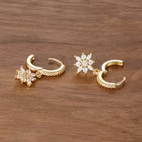 Luxury Stainless Steel Star Dangle Earrings For Women Sparkling Zircons Geometric Ear Piercing Earring Fashion Jewelry aretes