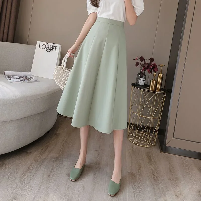 Clothing A Line Green Womens Skirt Office Midi Formal Skirts for