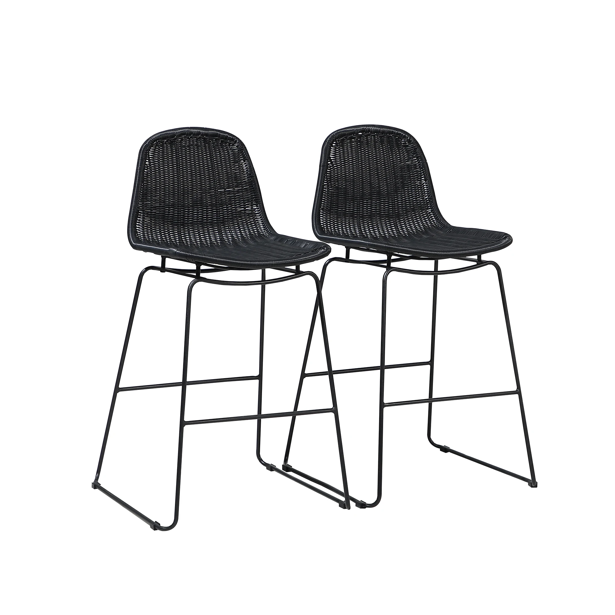 

JARDINA Patio Bar Stools Set of 2 , Outdoor Wicker Bar Stools with Back Footrest , All-Weather Metal Frame for Garden