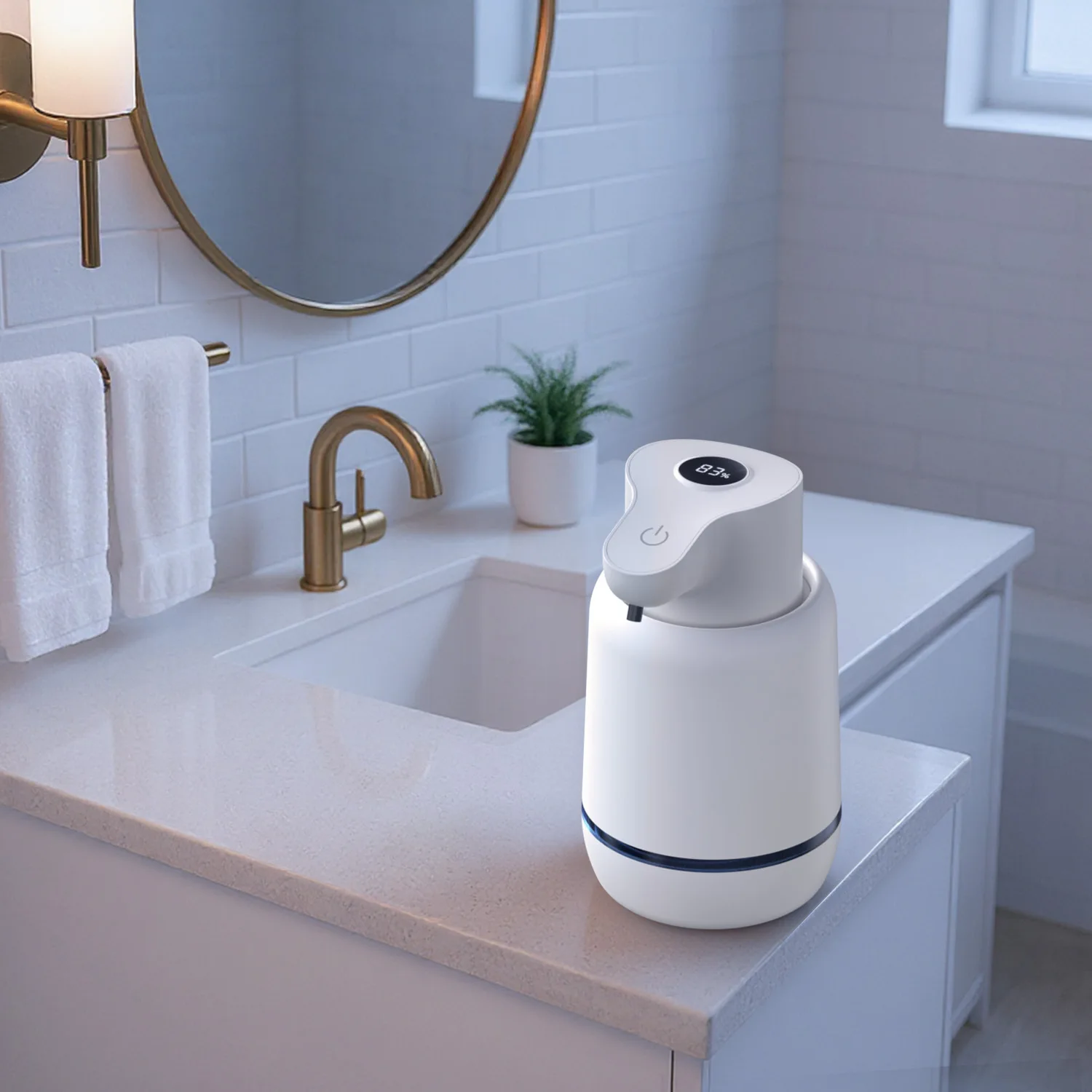 Touchless Automatic Foam Soap Dispenser USB Rechargeable Electric 4 Level Adjustable No Touch Soap Dispenser for Bathroom