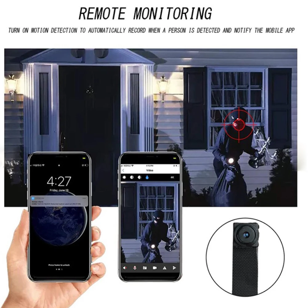 HD 1080P FAI DA TE Portatile WiFi IP Mini Macchina Fotografica P2P Visione Notturna A Infrarossi Vista Remota Micro Webcam Videocamera Indossabile Videoregistratore - immagine 3