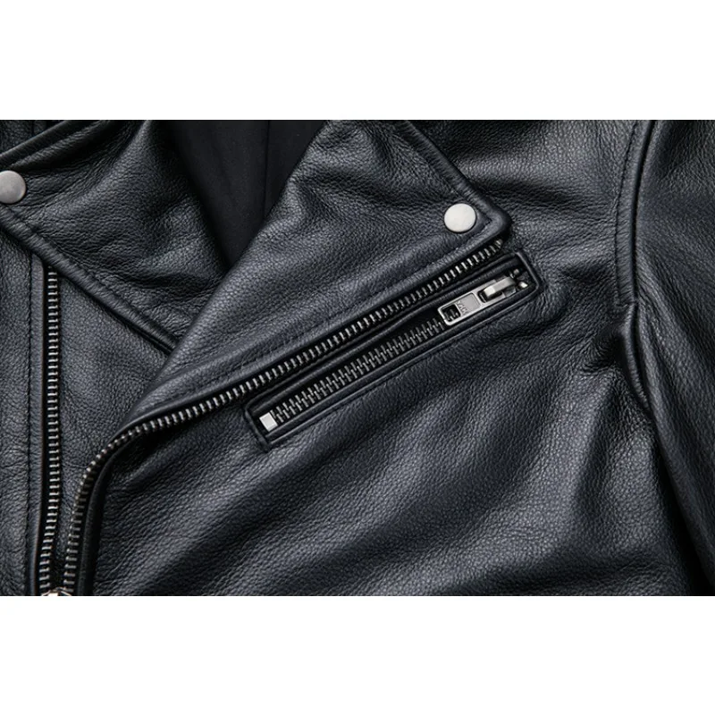 2023 New Men Leather Jacket Classical Motorcycle Jackets Natural Cowhide Thick Moto Jacket Winter Biker Clothes Slim Coats