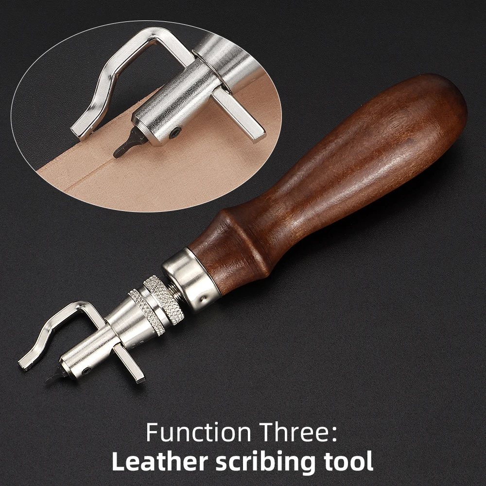 7 in 1 Pro Stitching Groover Set Portable Adjustable Pro Leather Tools Crease Edge Beveler and Stitching Groover Kits