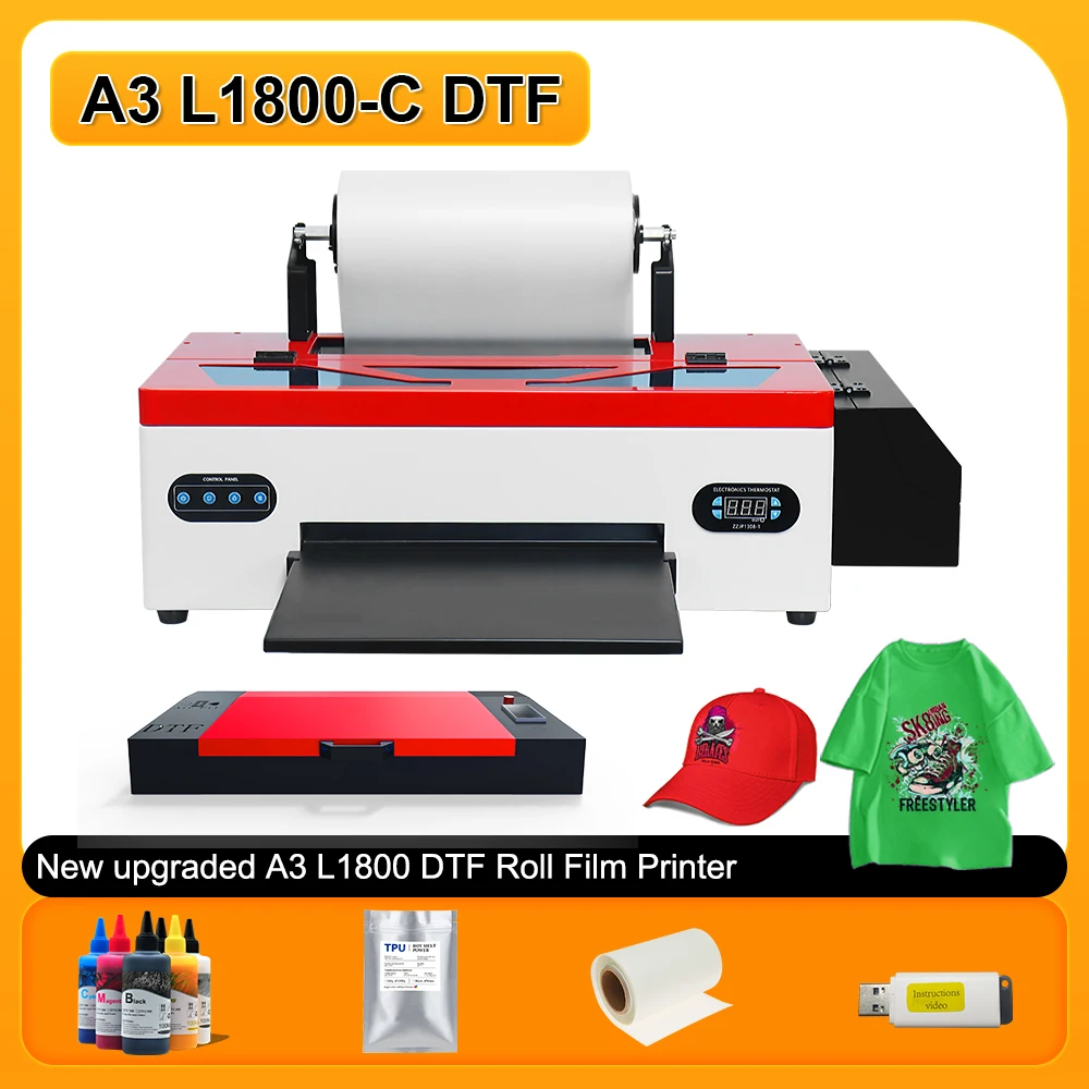 

L1800 DTF Printer A3 DTF Impresora R1390 DTF T-shirt Printing Machine Direct Transfer to Film for Jeans