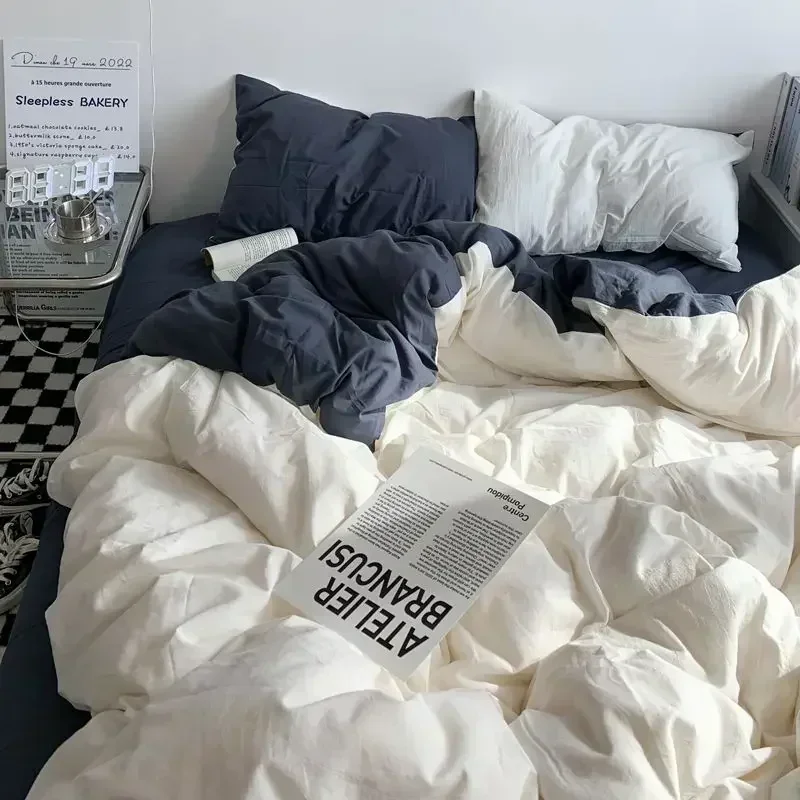 Solid Color Double Couple Duvet Cover Double-sided Nordic Simplicity Queen Size Quilt Cover 200x230 duvet cover
