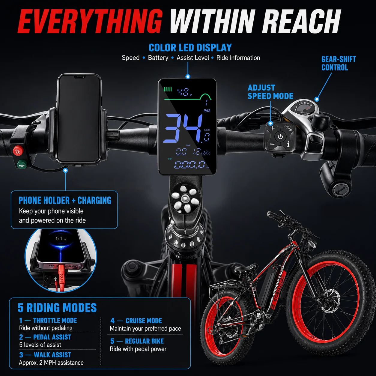 1000W Fat Tire Electric Bike 6