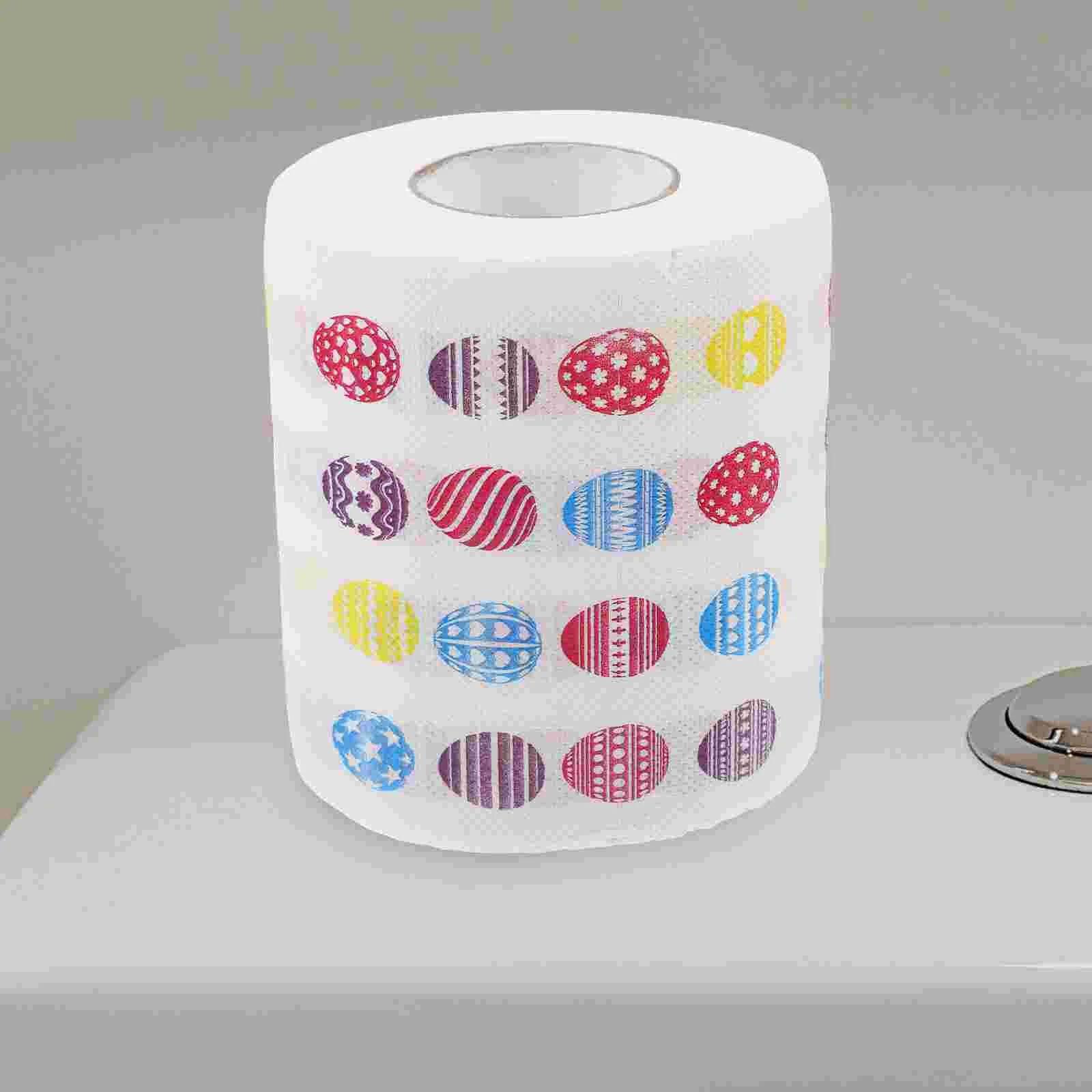 2Pcs Easter Egg Print Tissue Paper Toilet Roll Decor Bathroom Supplies Sanitary Paper Printed Bath Tissues Soft Bath Tissue Roll