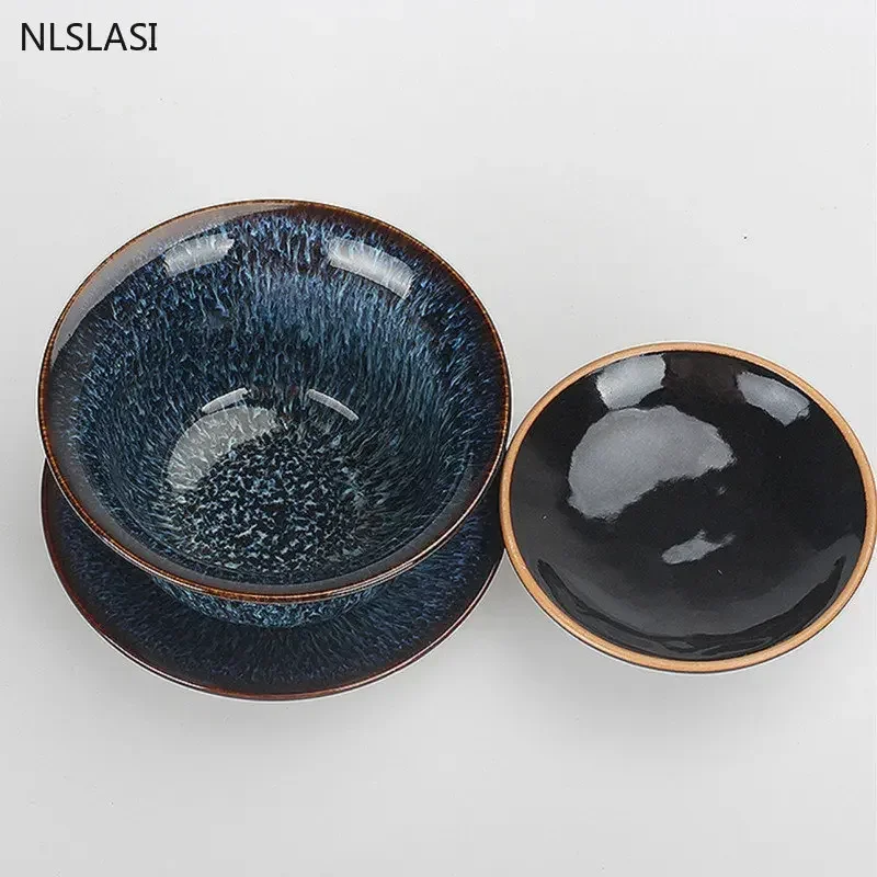 Tea set 140ml Vintage Ceramics Gaiwan Handmade with Lid Tea cup Home tea infuser Tradition ceremony accessories Portable set