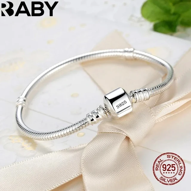 Bijoux fins originaux faits à la main, Bracelet à breloques en argent Sterling 925, doux et lisse, en os de serpent, pour femmes 1