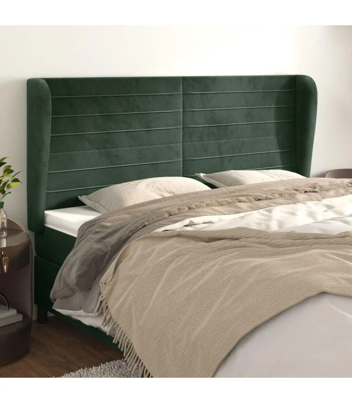 Headboards and Feet Headboard with Dark Green Velvet Ears 163x23x118