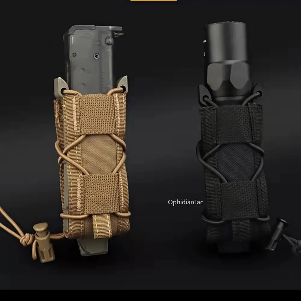Magazine Pouch 9mm Pistol Single Mag Bag Molle Flashlight Pouch Torch Holder Hunting Knife Holster Shooting Airsoft flashlight pouch magazine pouch airsoft accessory molle pouch hand gun holster