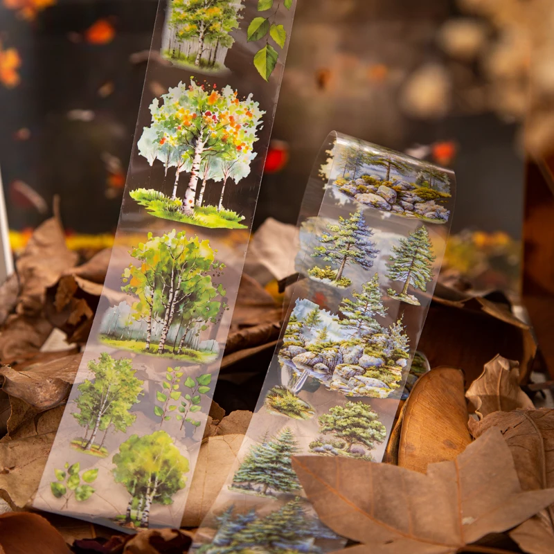 60mm*2m Forest PET Tape Collage Decor Junk Journal DIY Scrapbooking School Stationery Supplies Planner Aesthetics Masking Tapes 2