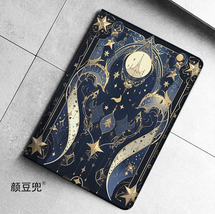 삼성 갤럭시 탭 A7Lite 8.7 2021 케이스, 별과 달 레트로 빈티지, S9 FE 플러스, 삼중 접이식 스탠드 커버, 갤럭시 탭 S6 Lite S8 S7