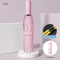 Durable Double - Layer Folding Umbrella with UV Protection and Wind Resistance (Pink)