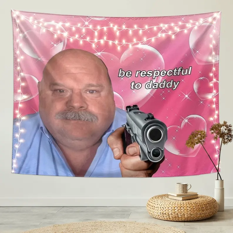 Daddy Winkle Bertram Tapestry Funny Meme Tapestry Wall Hanging Be Respectful to Daddy Posters Dorm Backdrop Party Bedroom