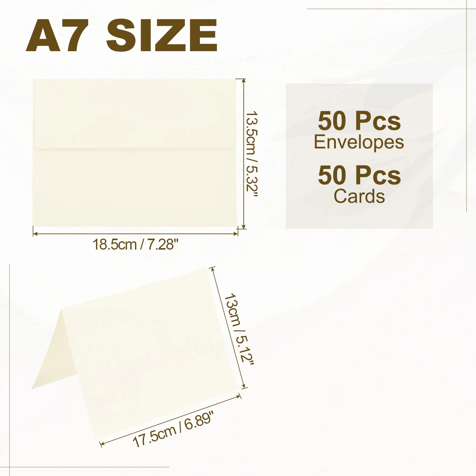 50-Set A7 Self-Seal Envelopes with Folded Cardstock for Invitations and Greeting Cards