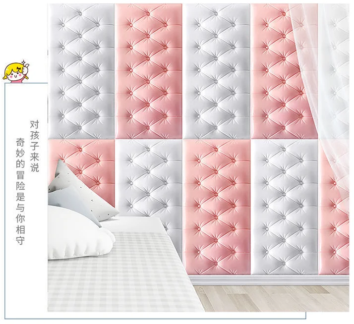 

HJQ 2021 waterproof Pure color Headboard Soft bag background wall sticker decoration