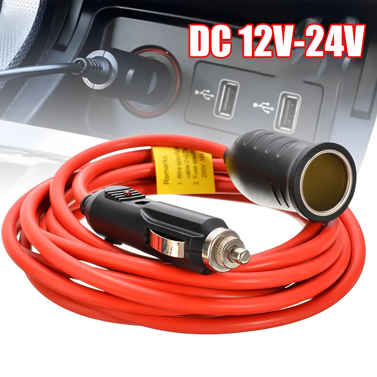 

12V 24V Car Cigarette Lighter Plug 3.6M Extension Cord Socket Styling Charger Cable Female Socket Plug Car Interior Accessories