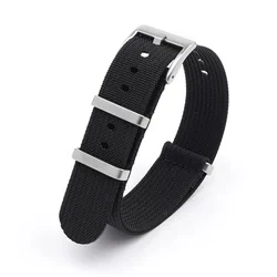 Universal Waterproof Nylon Strap - Sport & Military Watch Band - 22mm (Black)