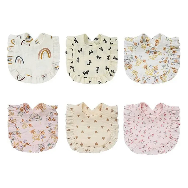 Baby Bib Newborn Bibs Cotton Infant Burp Cloths Feeding Drool Bandana Saliva Towel Toddler Ruffle Floral Bib Baby Accessory