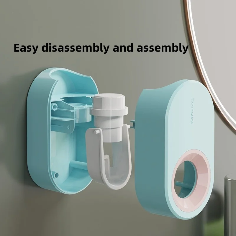 Automatic Toothpaste Dispenser Toothpaste Squeezer Dustproof Toothbrush Holder Wall Mount Home Bathroom Accessories Set 4
