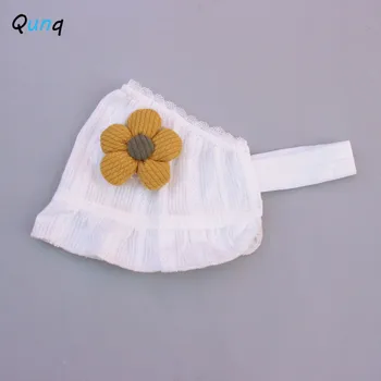 Qunq Summer Thin Applique Floral Kawaii Headband For Baby Girl Fontanelle Cap Newborn Fetal Cap baby Accessories 4