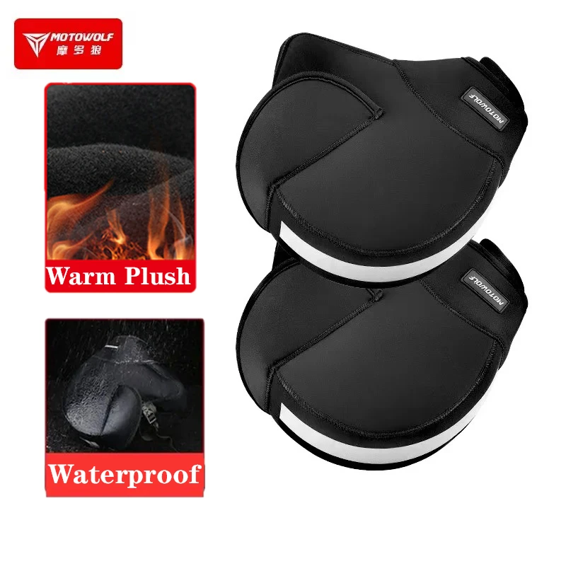 Motowolf Winter Windproof Waterproof Motorcycle Handlebar Cover Plush For Comfort Warm Reflective hand guard Moto Gloves