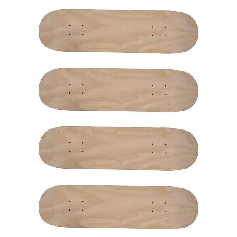 4x 8inch 8layer Maple Blank Double Concave Skateboards Natural Skate