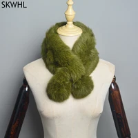 2025 New Style Women Winter Real Rabbit Fur Scarf Lady Warm Rabbit Fur Scarves Knit Natural Real Rabbit Fur Ring Casual Muffler