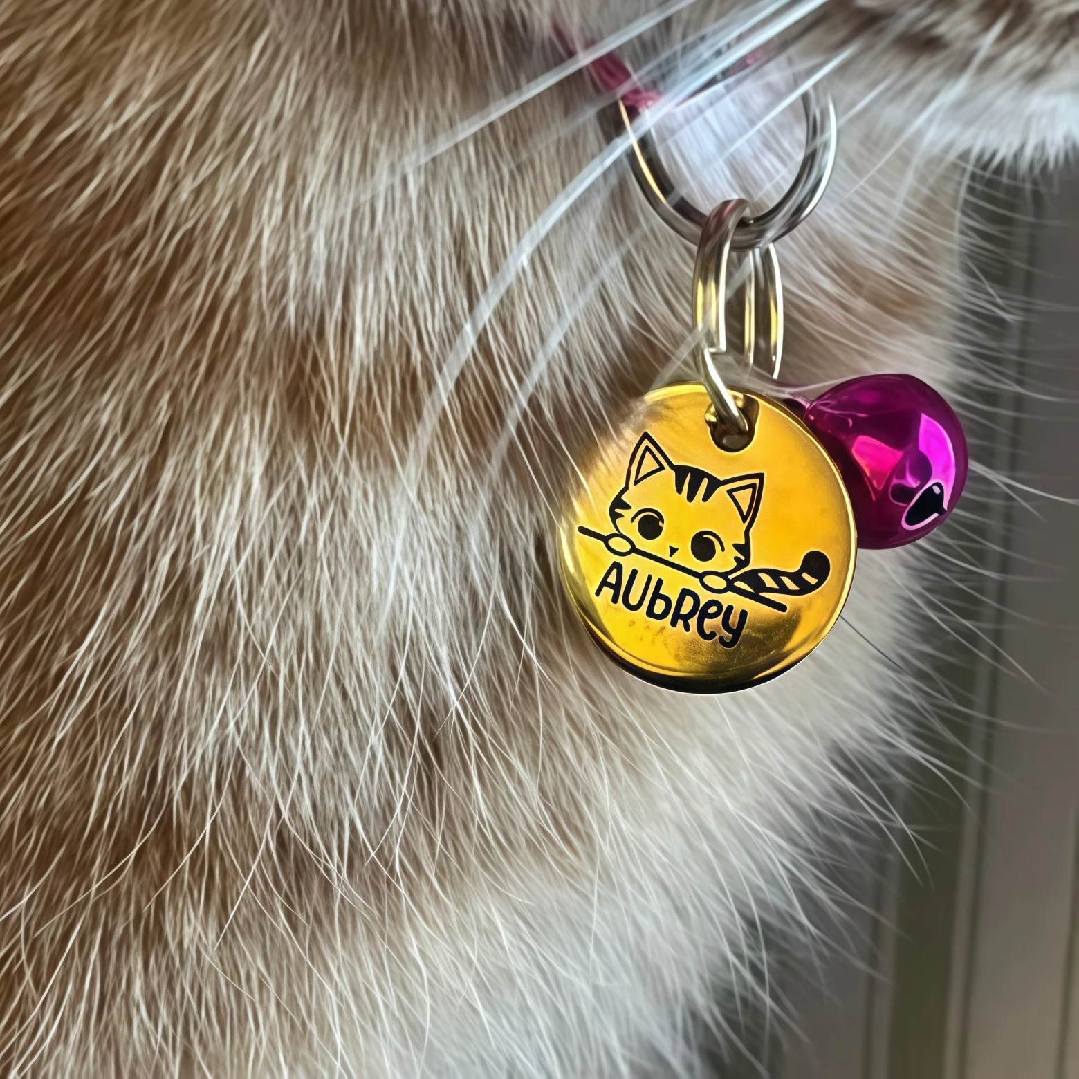 Compact Laser-Engraved Cat ID Tags in Stainless Steel - Available in Silver, Gold, and Rose Gold