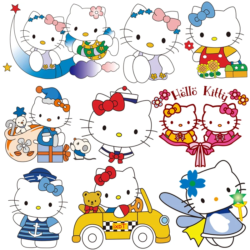 Diy Cartoon Hello Kitty Patches Ironon Transfers Patches Kids Clothes