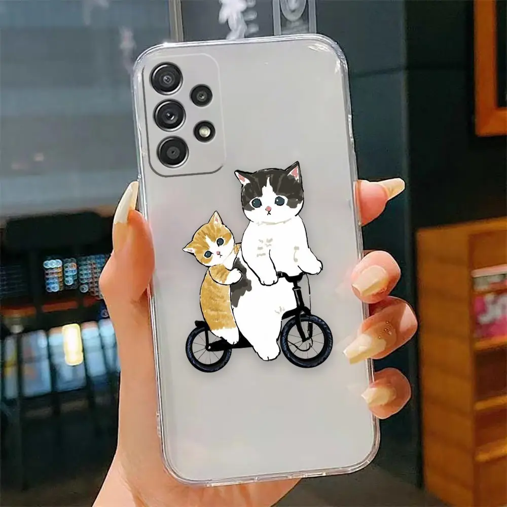 thumbnail image 1 of Clear Case For Samsung Galaxy A13 A20 A20S A21S A22 A23 A31 A32 A42 A50 A51 A52 A53 A71 4G 5G Case Cute Cat Cartoon Illustration, 1 of 5