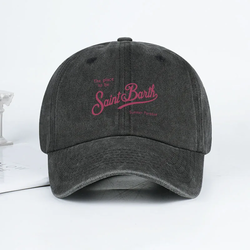 Saint Barth Baseballkappe mit Aufdruck „The Place To Be“, verstellbar, Unisex, Sommerurlaub, Sonnenhut