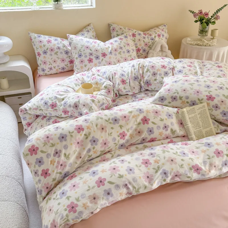 MissDeer Bed Linen Set Floral Style Quilt Cover Set Single/Queen Size Bedclothes Home Bed Sheets Set постельное белье наборы