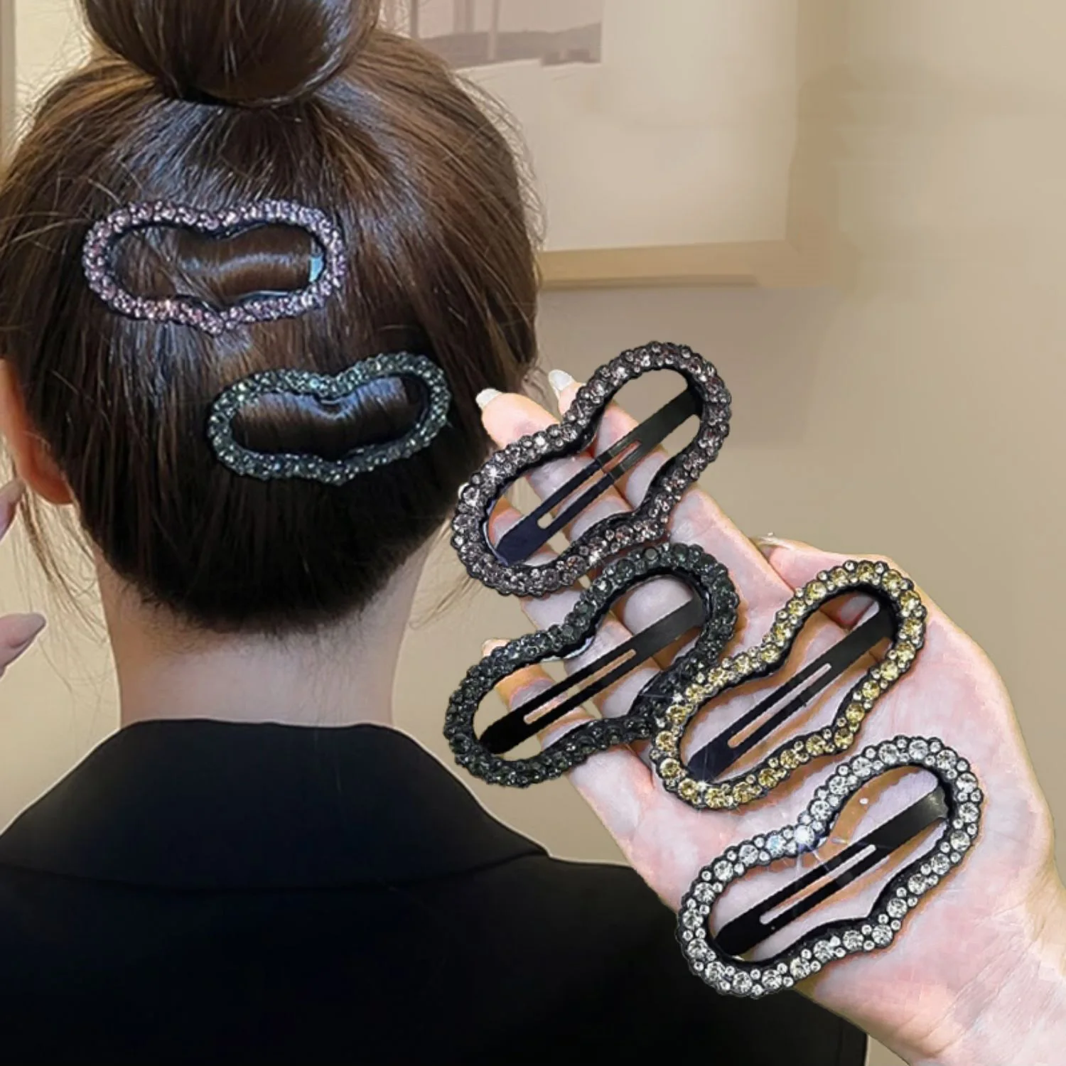 

Korean Heart Hair Clips Sweet Love Crystal Women Girls Hairpin Barrettes Small Bangs Hairclip Headdress Hair Accessories