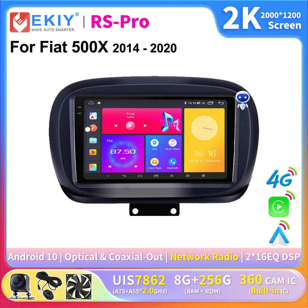

EKIY 2K экран Carplay авто стерео для FIAT 500X 2014 2015 2016 - 2020 Android 10 автомобильное радио мультимедиа GPS плеер навигация DSP