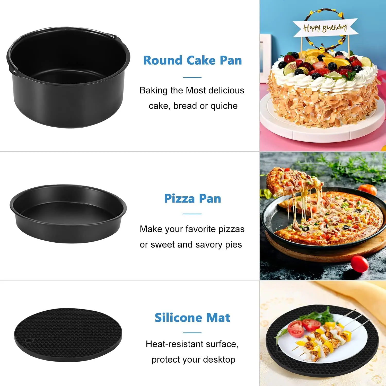 13-Piece Non-Stick Air Fryer Accessories Set - Safe & Durable Universal Kitchen Baking Tools