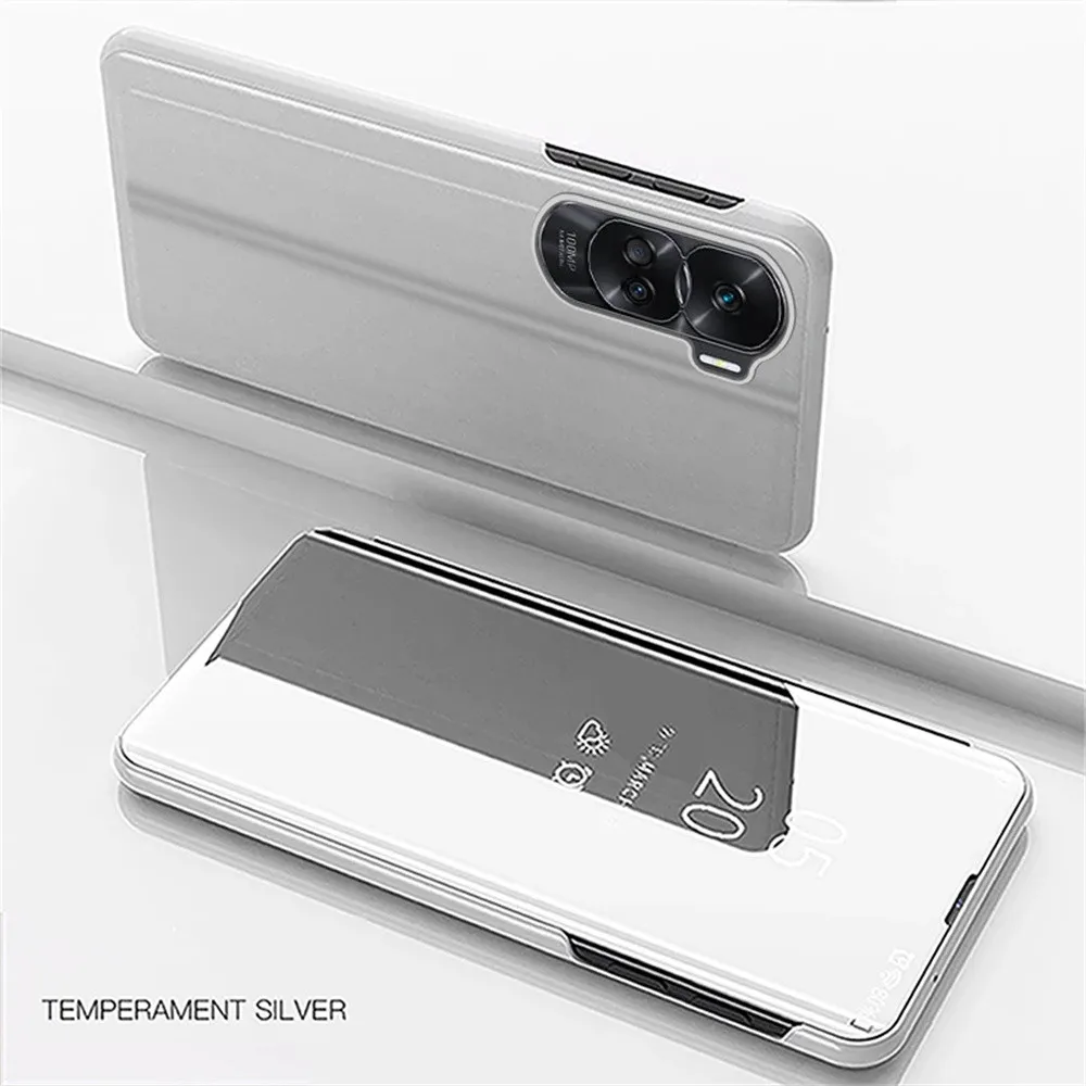 Elegant Mirror Flip Phone Case with Stand Holder - Leather Cover