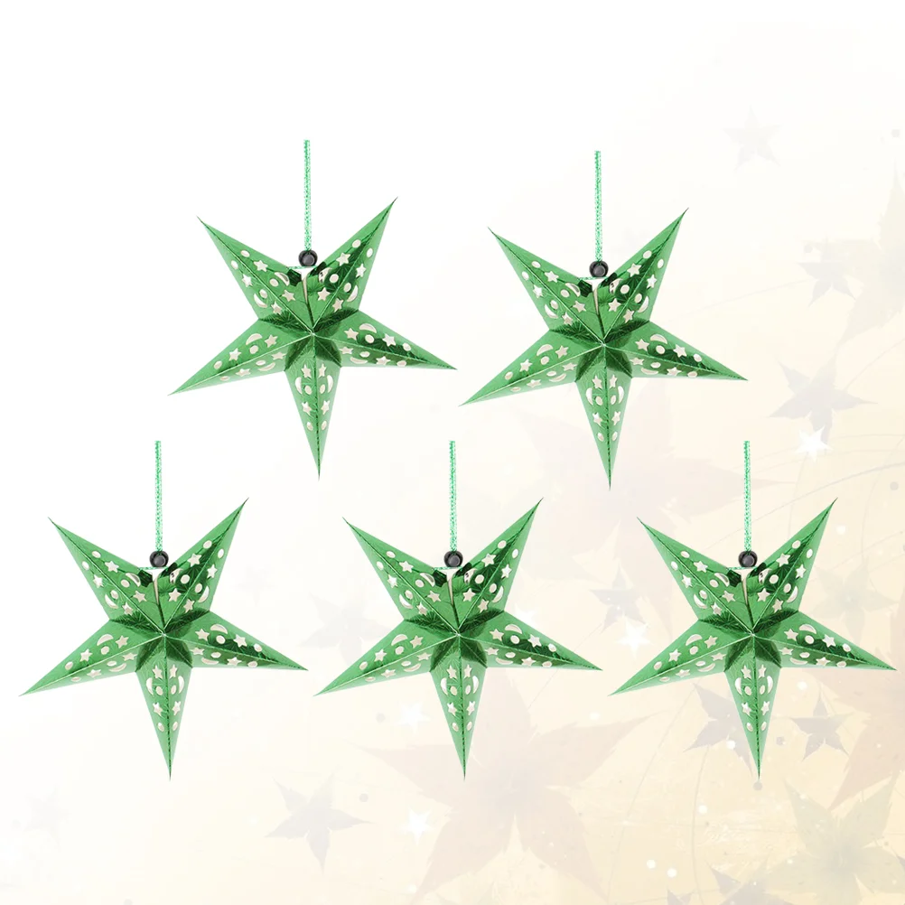 

5pcs 3D Paper Hanging Star Lamp Shade Glitter 3D Star Pentagram for Wedding Christmas Party Cover 45cm