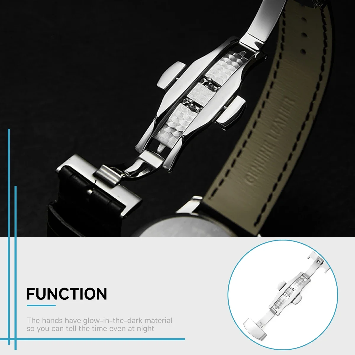 Sleek Stainless Steel Butterfly Deployment Buckle