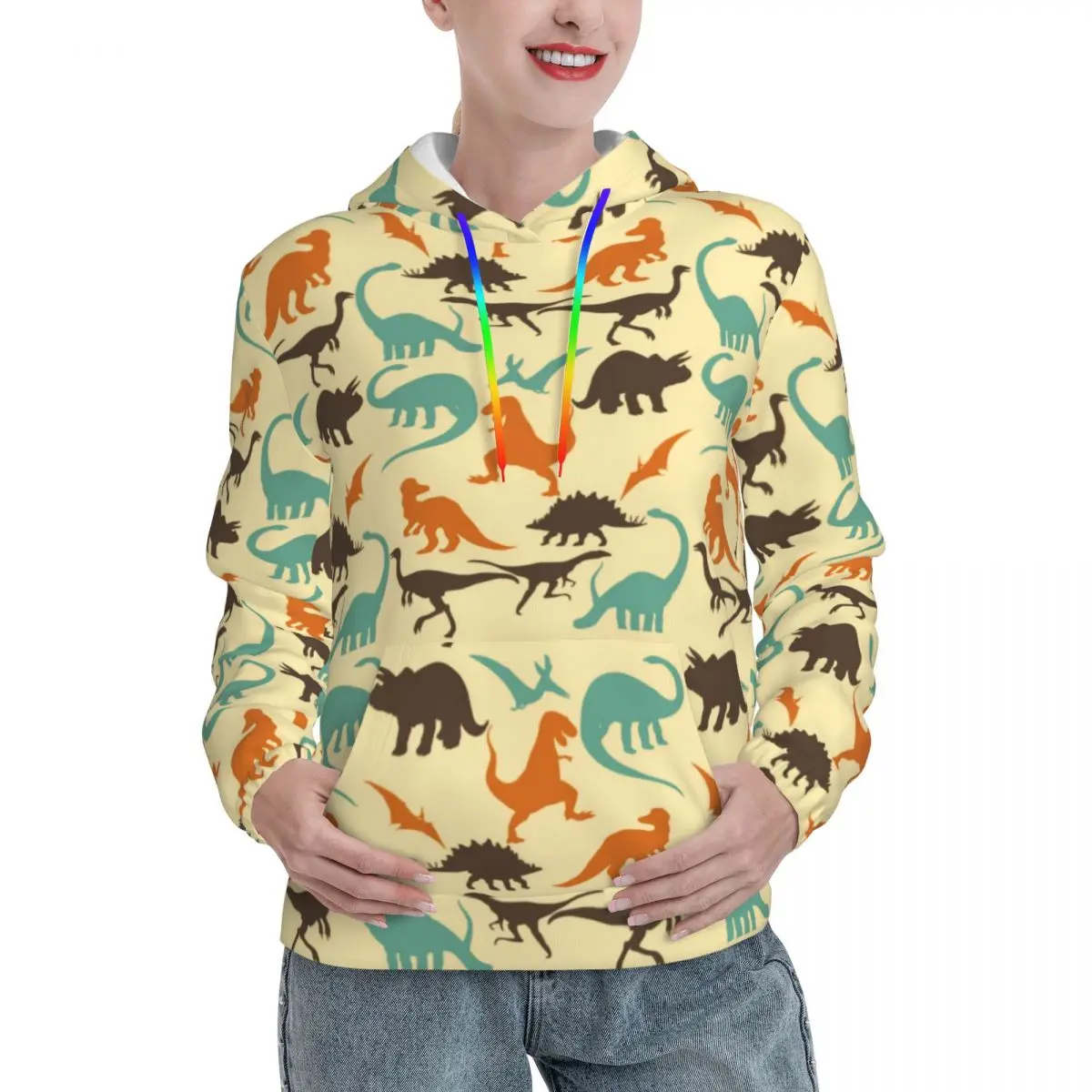 

Animal Silhouette Loose Hoodies Women Colorful Dinosaur Streetwear Pullover Hoodie Autumn Aesthetic Classic Sweatshirts