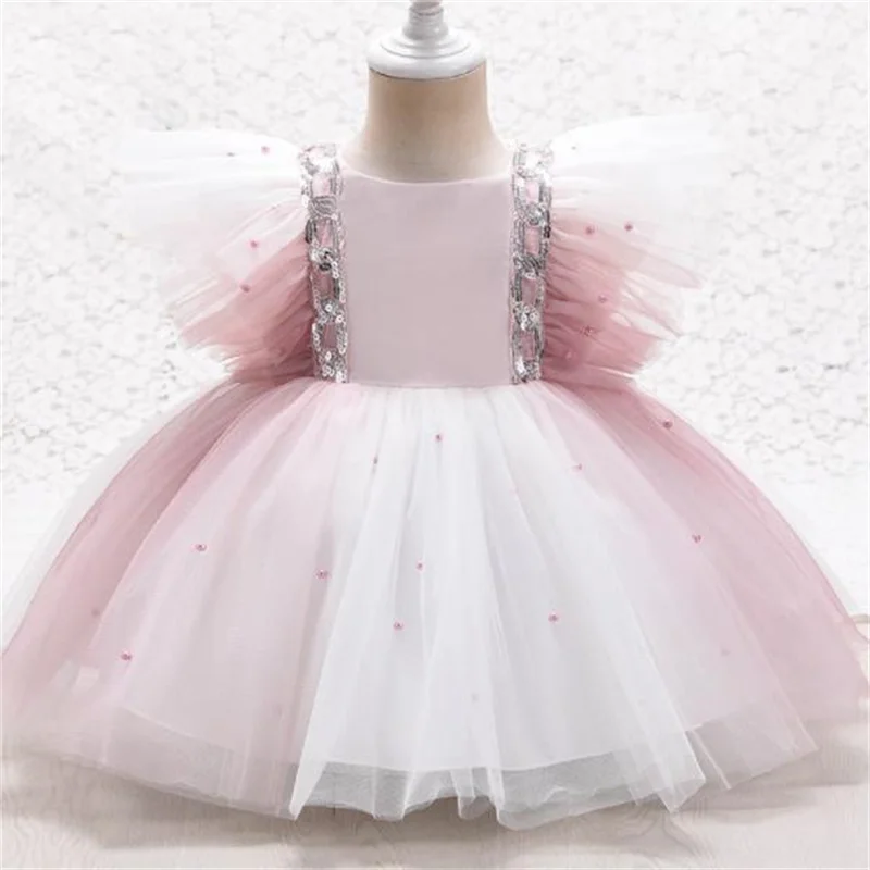 

Gradient Color Baby Girl Puffy Princess Dress Mesh Splicing Casual Sequin Dress